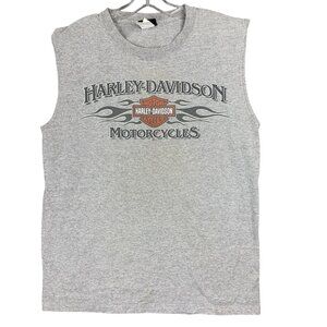 Vtg Harley-Davidson Gray Shirt L Sleeveless Tank Top Low Country Charleston SC